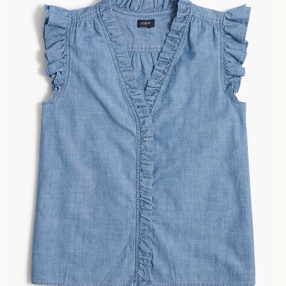 J. Crew Light Blue Ruffle Blouse